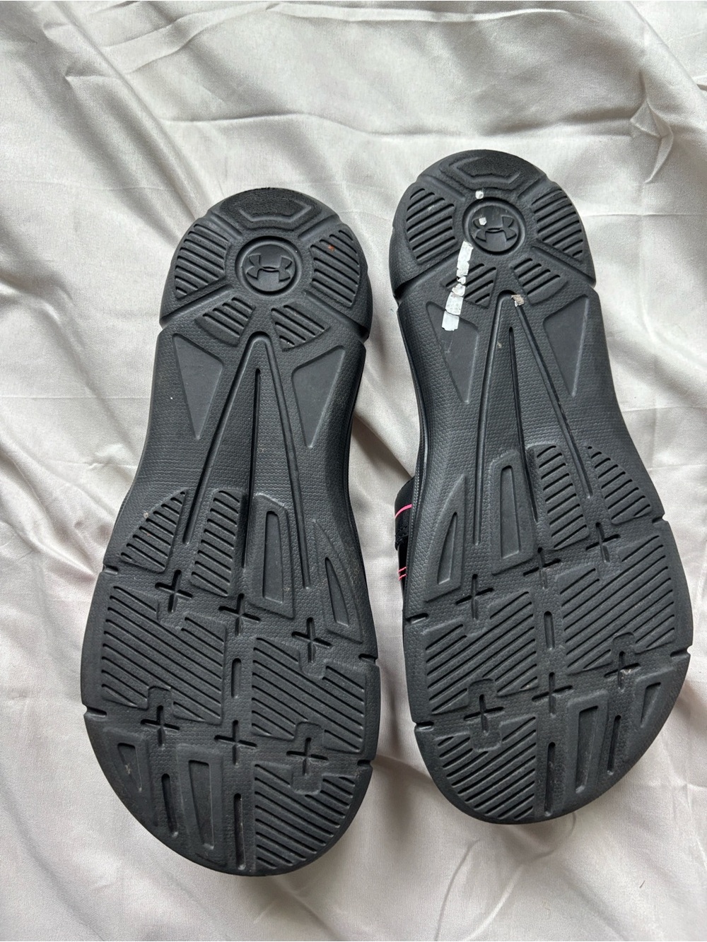 Under Armour Black Slide Sandals with Pink Logo - Picture 2 of 3